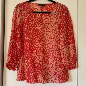 Lafayette 148 Pink Silk Blouse XS Flowy Bell Sleeve V-Neck Lightweight Top